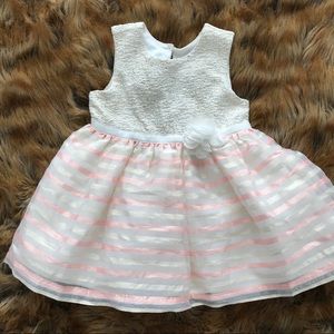Baby girls pink white dress 12-18m